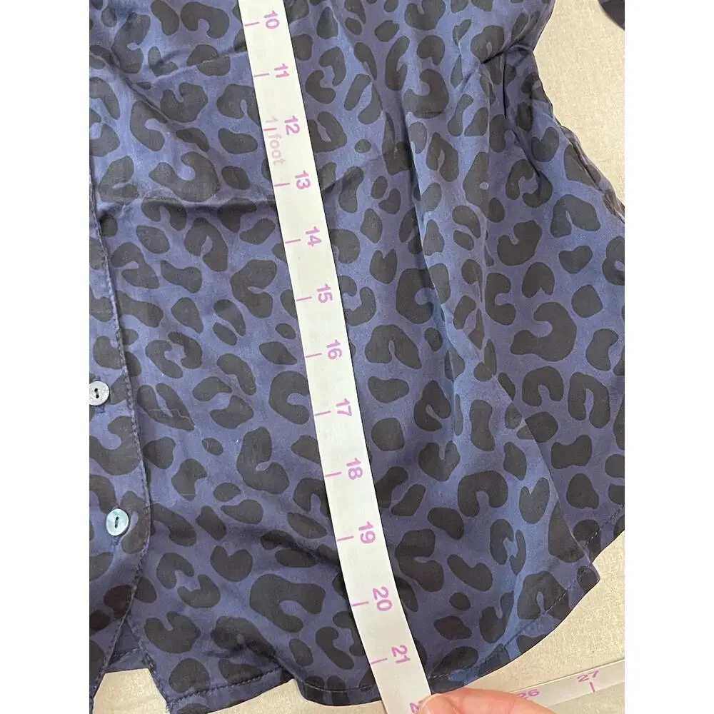 NWT Marine Layer Size Small Rory Long Sleeve Ruffle Blouse Cheetah Blue Purple - Picture 8 of 11